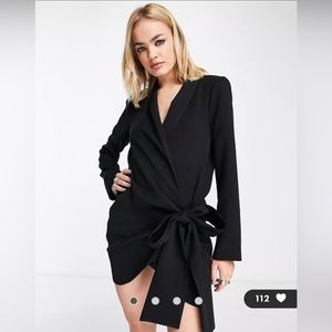 NWT ASOS DESIGN black side tie tux mini dress with cowl back detail